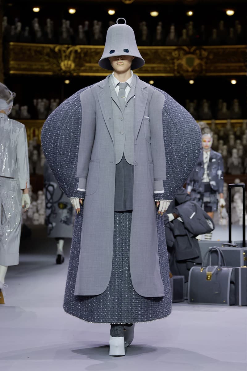 Thom Browne's FW23 Haute Couture Debut Brings the Theatrics to a Grey Palette fall/winter 2023 paris couture week uniformly grey opera garnier