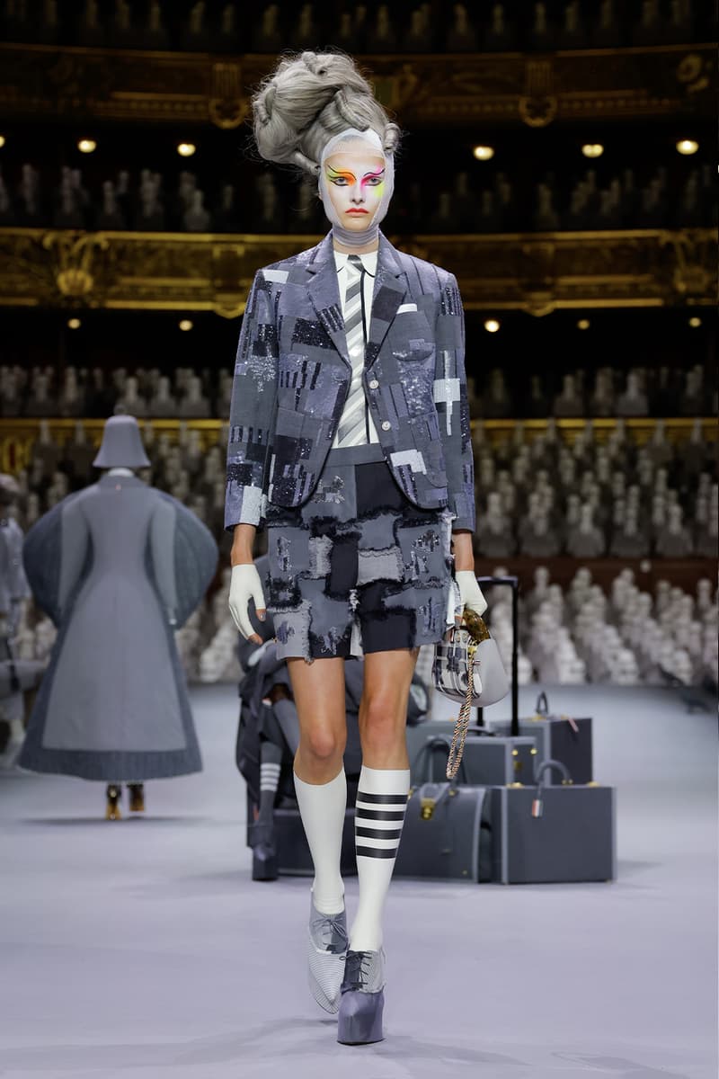 Thom Browne's FW23 Haute Couture Debut Brings the Theatrics to a Grey Palette fall/winter 2023 paris couture week uniformly grey opera garnier