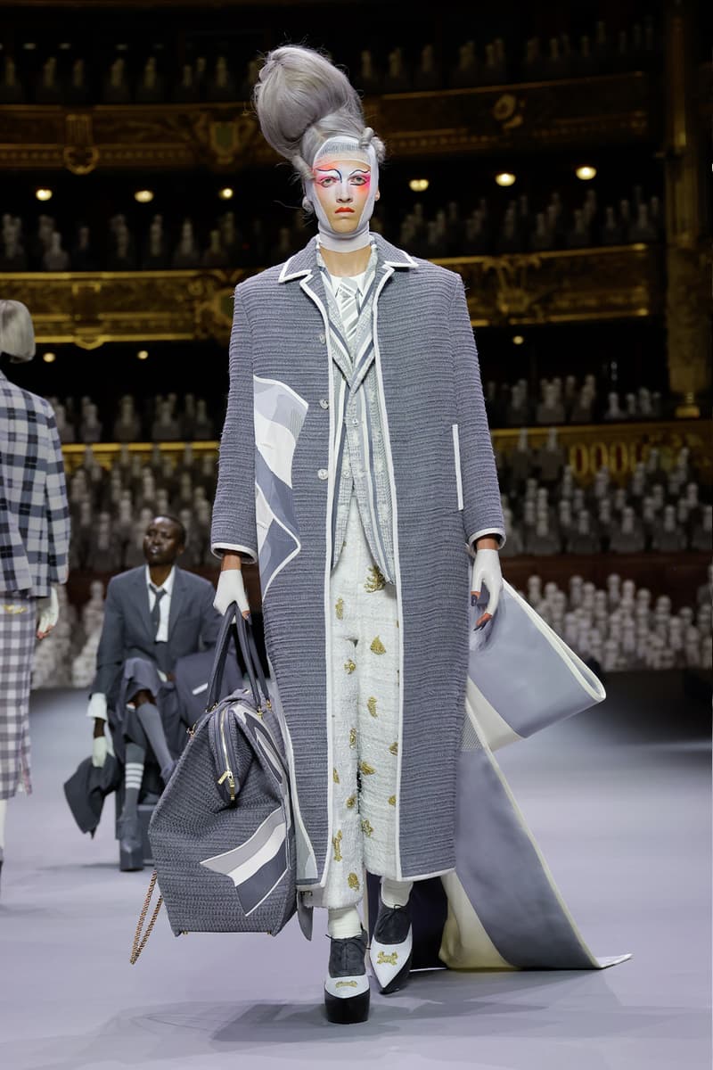 Thom Browne's FW23 Haute Couture Debut Brings the Theatrics to a Grey Palette fall/winter 2023 paris couture week uniformly grey opera garnier