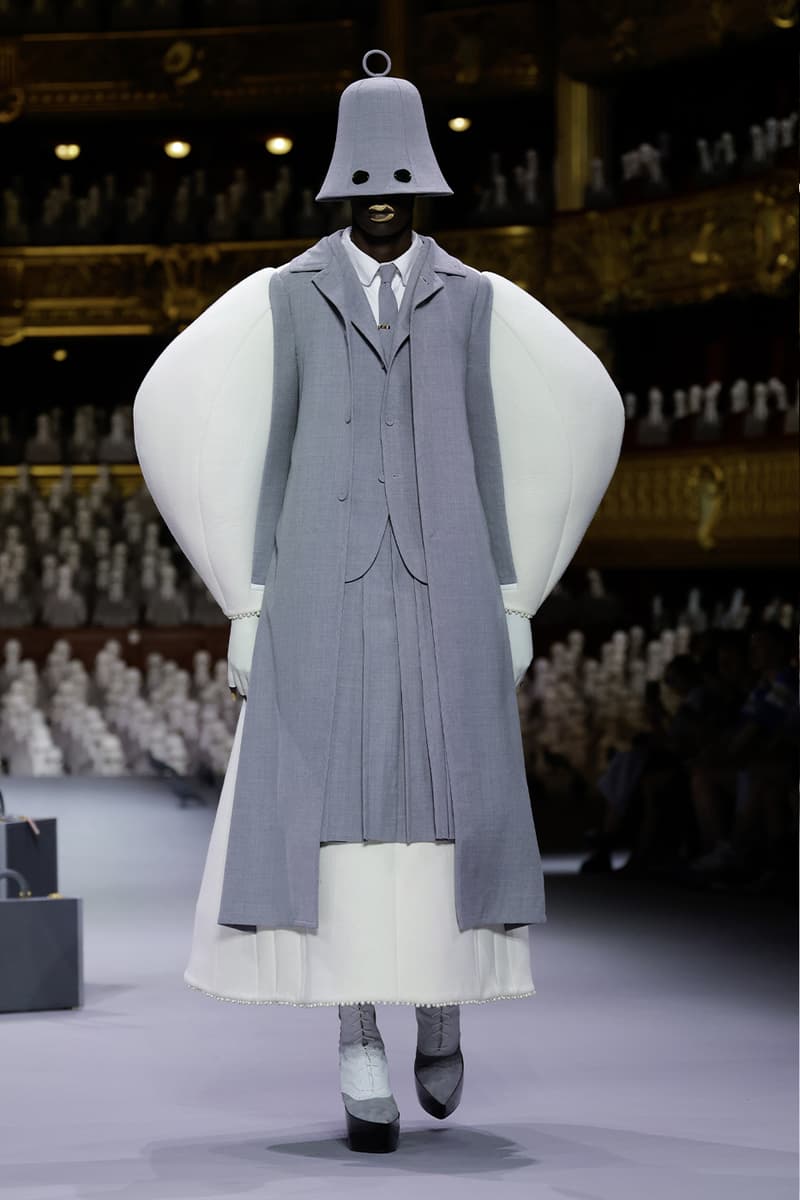 Thom Browne's FW23 Haute Couture Debut Brings the Theatrics to a Grey Palette fall/winter 2023 paris couture week uniformly grey opera garnier