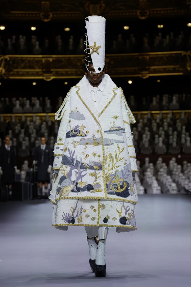 Thom Browne's FW23 Haute Couture Debut Brings the Theatrics to a Grey Palette fall/winter 2023 paris couture week uniformly grey opera garnier