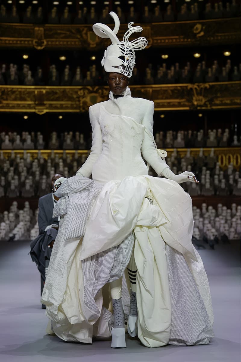 Thom Browne's FW23 Haute Couture Debut Brings the Theatrics to a Grey Palette fall/winter 2023 paris couture week uniformly grey opera garnier