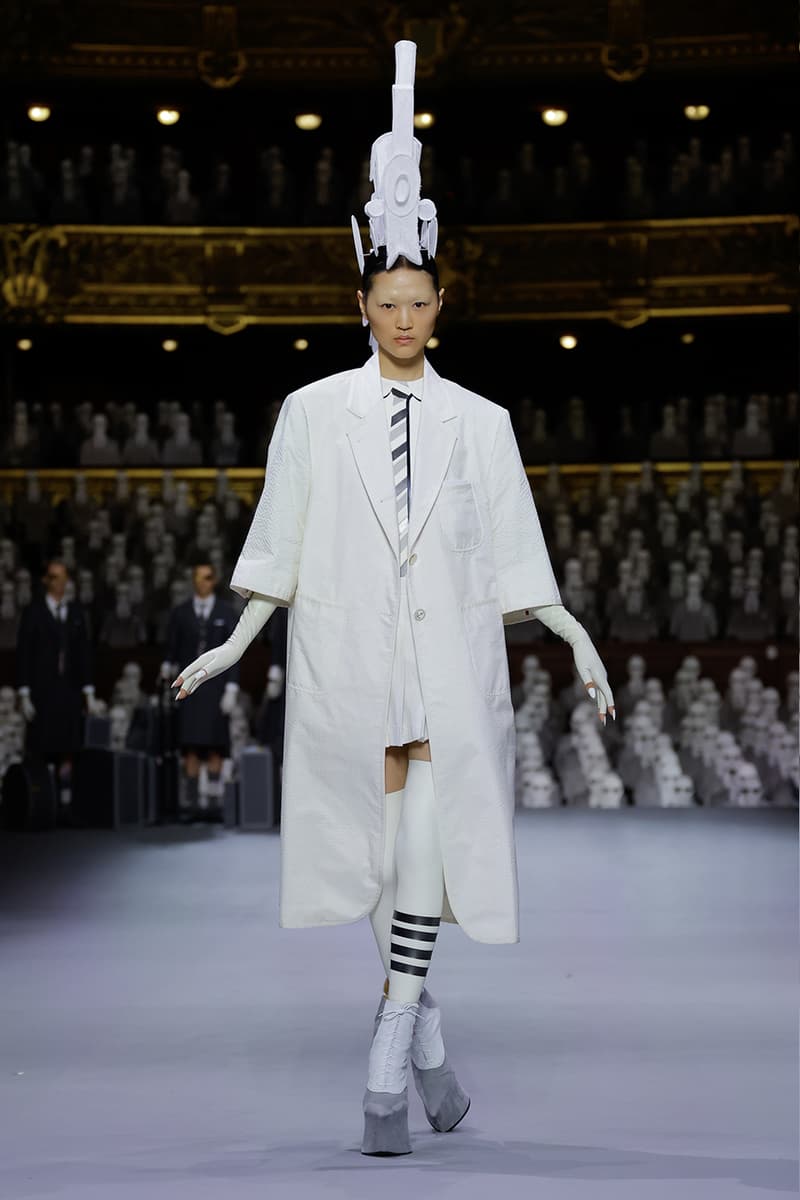 Thom Browne's FW23 Haute Couture Debut Brings the Theatrics to a Grey Palette fall/winter 2023 paris couture week uniformly grey opera garnier