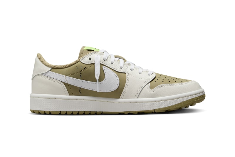 Travis Scott Air Jordan 1 Low Golf First Look Release Info FZ3124-200 Date Buy Price Neutral Olive Black Sail Light Lemon Twist