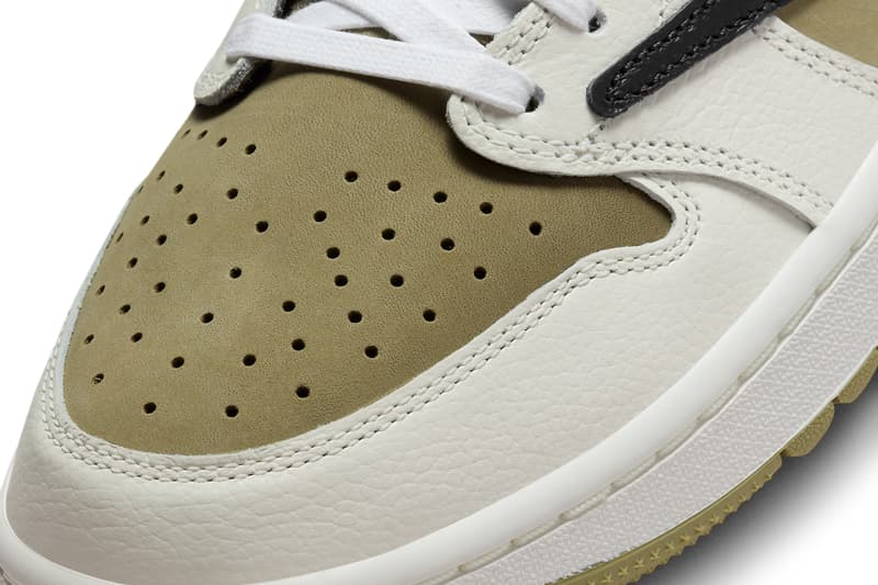 Travis Scott Air Jordan 1 Low Golf First Look Release Info FZ3124-200 Date Buy Price Neutral Olive Black Sail Light Lemon Twist