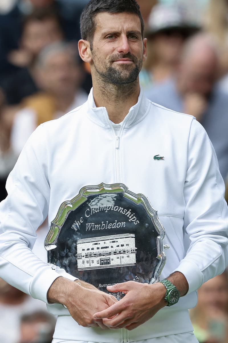 Wrist Check: Wimbledon Champion Carlos Alcaraz Sports Ref. 116519 LN Rolex Cosmograph Daytona, Runner-Up Novak Djokovic Wears Hublot Big Bang luxury watches HUB1280 UNICO limited edition 18 carat yellow gold 