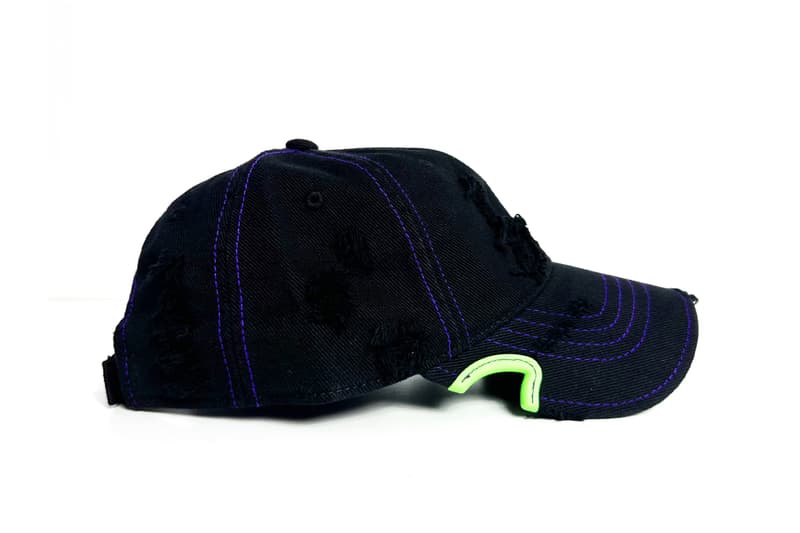 YOUTH OF PARIS x Notch Gear Collaborative Baseball Cap black purple green grunge distressed hat