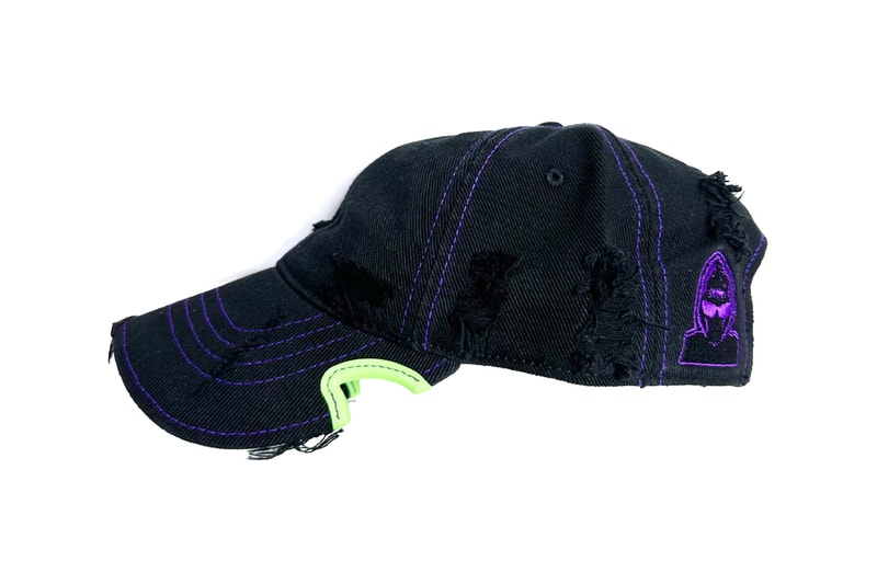 YOUTH OF PARIS x Notch Gear Collaborative Baseball Cap black purple green grunge distressed hat