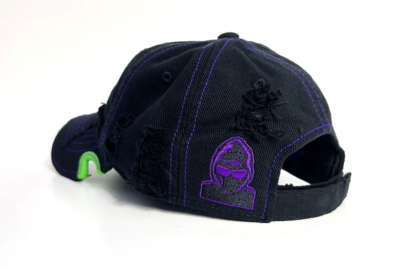 YOUTH OF PARIS x Notch Gear Collaborative Baseball Cap black purple green grunge distressed hat