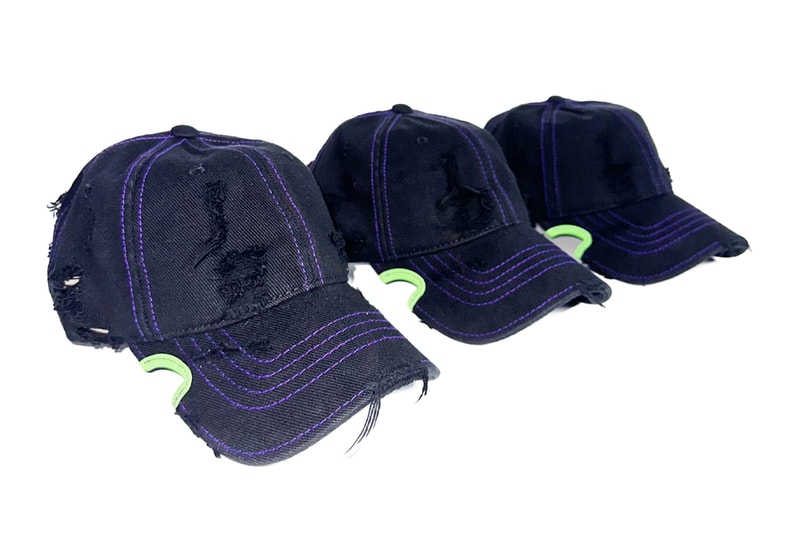 YOUTH OF PARIS x Notch Gear Collaborative Baseball Cap black purple green grunge distressed hat