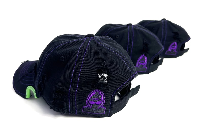 YOUTH OF PARIS x Notch Gear Collaborative Baseball Cap black purple green grunge distressed hat