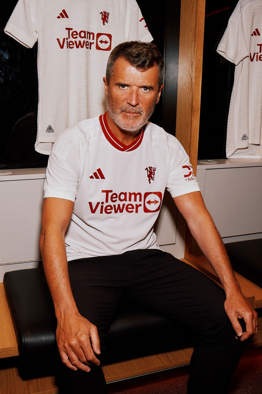 Manchester United adidas Third Kit Sports Football Soccer Premier League Roy Keane Marcus Rashford White Three Stripes 
