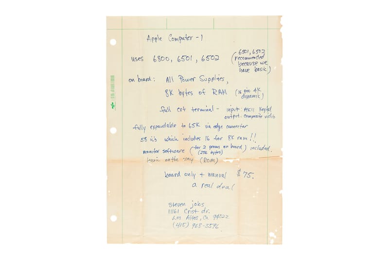 Apple-1 Ad Copy Handwritten by Steve Jobs Auctions for $175,759 USD