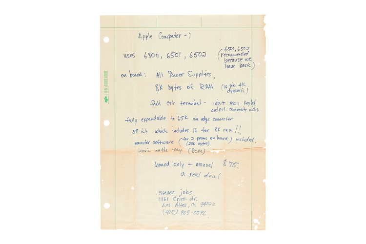 Apple-1 Ad Copy Handwritten by Steve Jobs Auctions for $175,759 USD