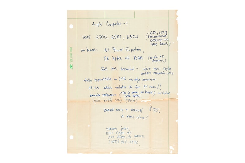 Apple 1 Steve Jobs Handwritten Ad Copy Auction Info 