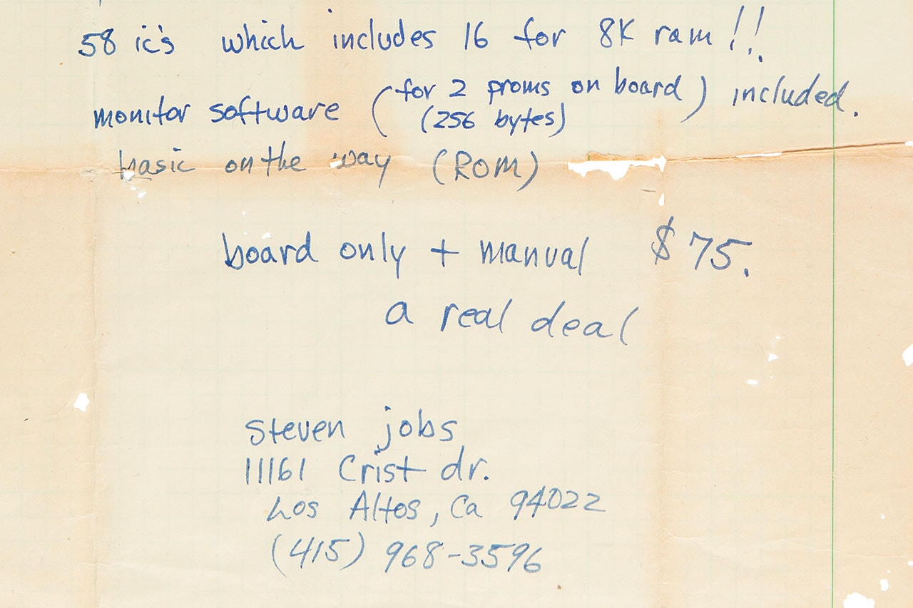 Apple 1 Steve Jobs Handwritten Ad Copy Auction Info 