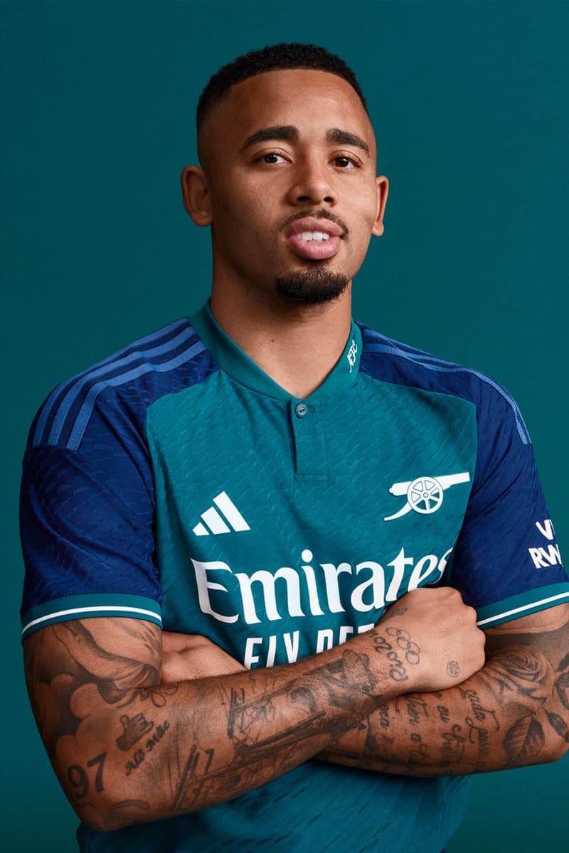 Arsenal adidas 2023/24 Third Kit Football Soccer Sports Premier League Champions League Gabriel Jesus Emile Smith Rowe Ball 