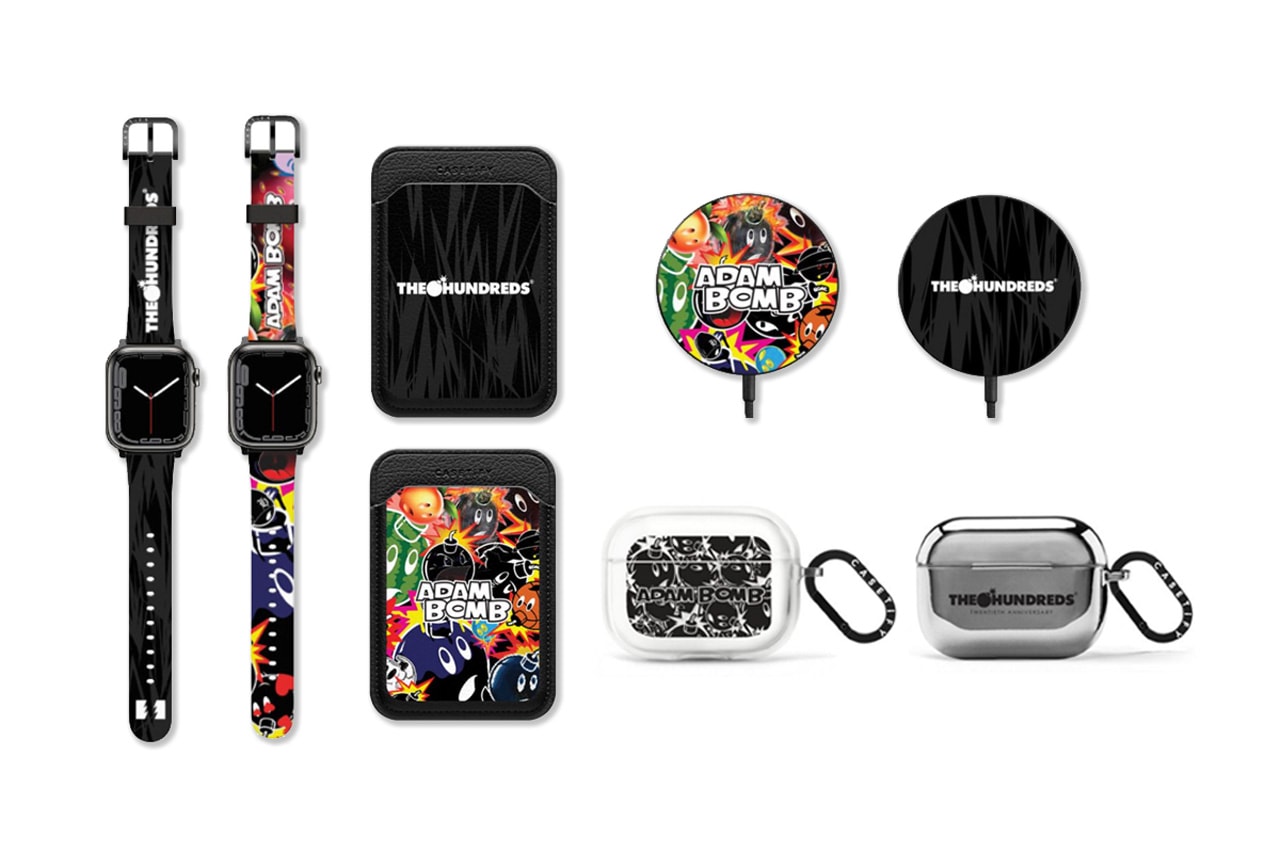 The Hundreds Calls on CASETiFY To Celebrate its 20th Anniversary bobby hundred airpods case apple watch adam bomb jags print colorway collection capsule collab collaboration MasSafe wallets and wireless chargers Impact Case reflective Mirror Case protect