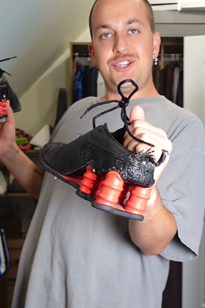 Chris Klemens and the Martine Rose x Nike Shox MR4 “Black Comet Red” for Hypebeast’s Sole Mates