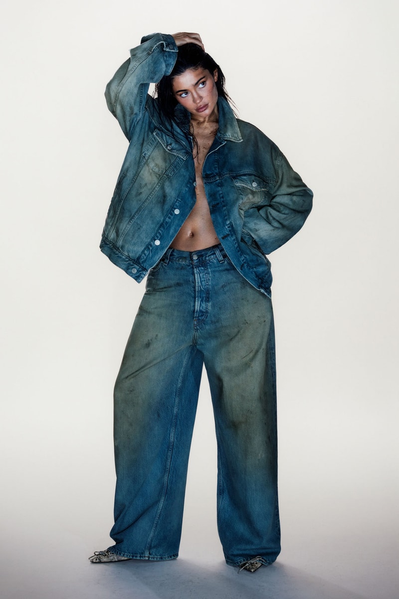 Kylie Jenner Fronts Acne Studios' FW23 Denim Campaign down and dirty twin doppleganger body paint mud muddy topless kendall jenner swedish sweden denim stockholm label luxury fall winter 2023 kim khloe kourtney kardashian clone jonny johansson wet hair sunglasses accessories 2021 2023 