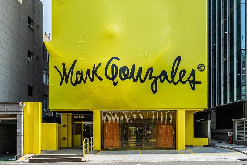 Mark Gonzales Brings Car Wash-Inspired Pop-Up To South Korea seoul industrial Seongdong-gu district skate streetwear los angeles car wash yellow orange graphics merchandise available everyday spaces such as game arcades, small markets, auto repair shops, and public saunas niiiz design lab