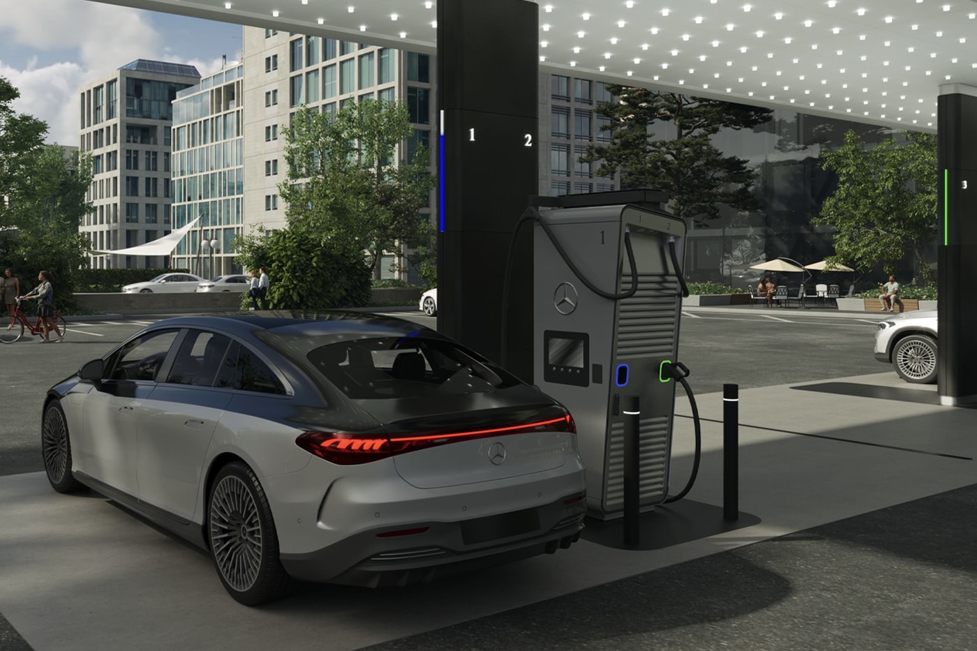 Mercedes-Benz Network fast Quick-Charging EV Stations electric vehicle car power rate kw watt germany atlanta georgia china