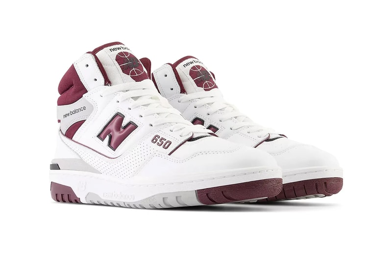 New Balance 650 Surfaces in "Burgundy" BB650RCH White/Burgundy/Raincloud nb high tops basketball shoes