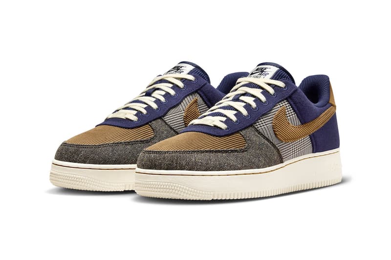 Nike Air Force 1 '07 PRM Comes Together With Mixed Fabrics for 2023 FQ8744-410 Midnight Navy/Ale Brown-Pale Ivory