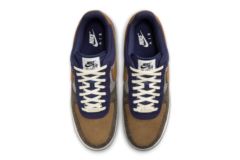 Nike Air Force 1 '07 PRM Comes Together With Mixed Fabrics for 2023 FQ8744-410 Midnight Navy/Ale Brown-Pale Ivory