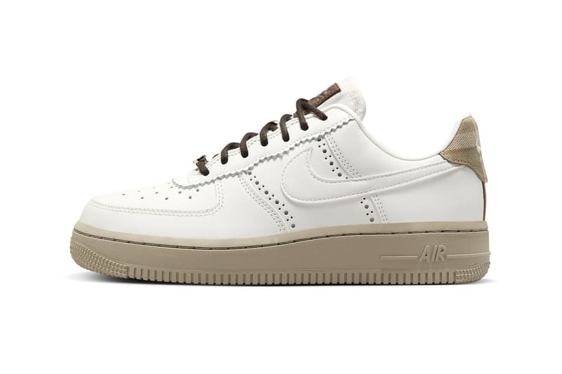 Brogue Detailing Hits the Nike Air Force 1 Low FV3700-112 white crisp shoe sneaker swoosh low top 