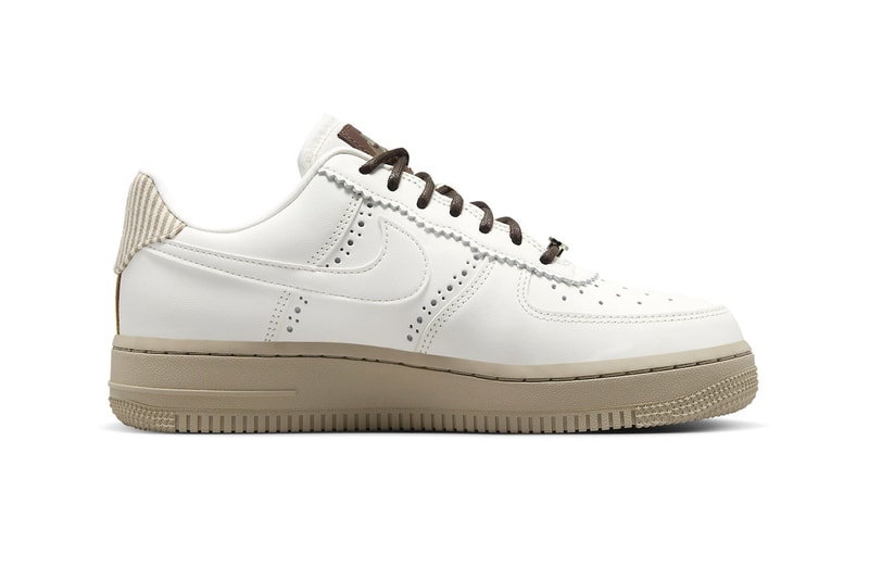 Brogue Detailing Hits the Nike Air Force 1 Low FV3700-112 white crisp shoe sneaker swoosh low top