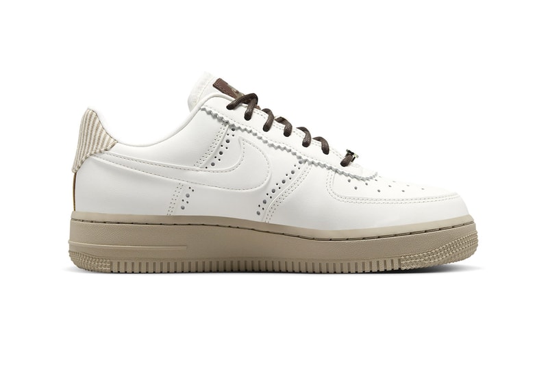 Brogue Detailing Hits the Nike Air Force 1 Low FV3700-112 white crisp shoe sneaker swoosh low top 