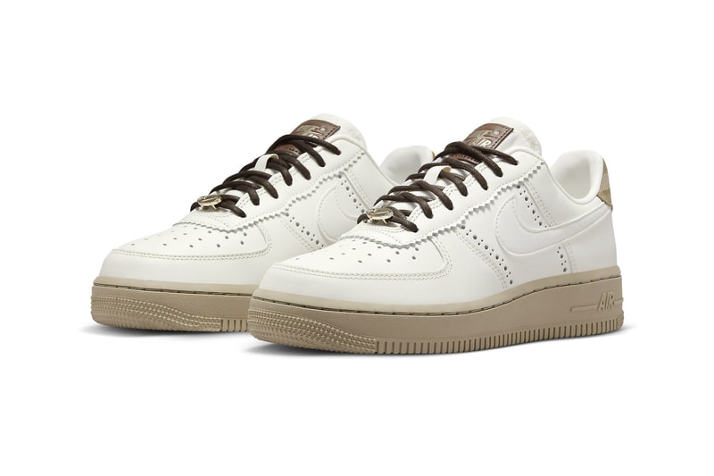 Brogue Detailing Hits the Nike Air Force 1 Low FV3700-112 white crisp shoe sneaker swoosh low top 