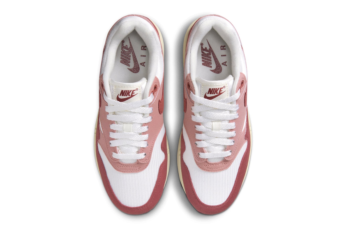 Official Look at Nike Air Max 1 "Red Stardust" Sail/Cedar-Red Stardust-Coconut Milk swoosh DZ2628-103 fall november release