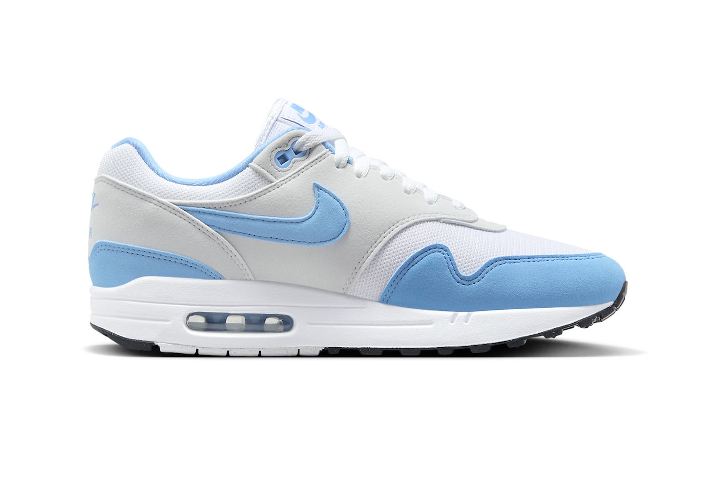 Official Look at the Nike Air Max 1 "University Blue" FD9082-103 White/University Blue-Photon Dust-Black release info november