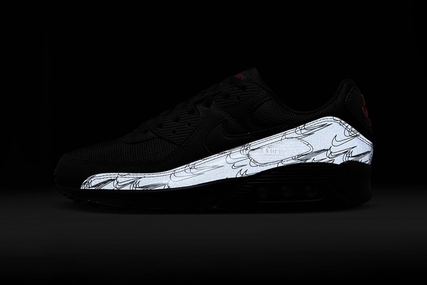 Nike Air Max 90 "Black Reflective" Has Arrived DZ4504-003 release info swoosh stealthy all black sneaker