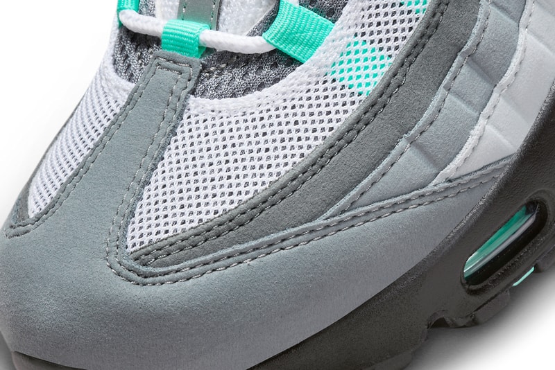 First Look at Nike Air Max 95 "Hyper Turquoise" FV4710-100 White/Hyper Turquoise-Iron Grey-Cool Grey-Wolf Grey-Photon Dust release date info store list buying guide photos price