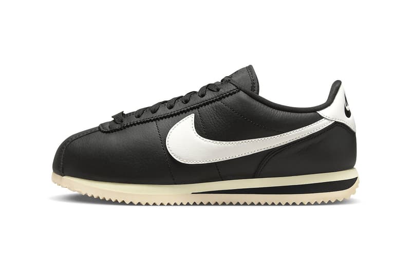 The Nike Cortez Gets the Aged Treatment in "Black/Sail" FB6877-001 Black/Sail-Alabaster retro swoosh sneakers