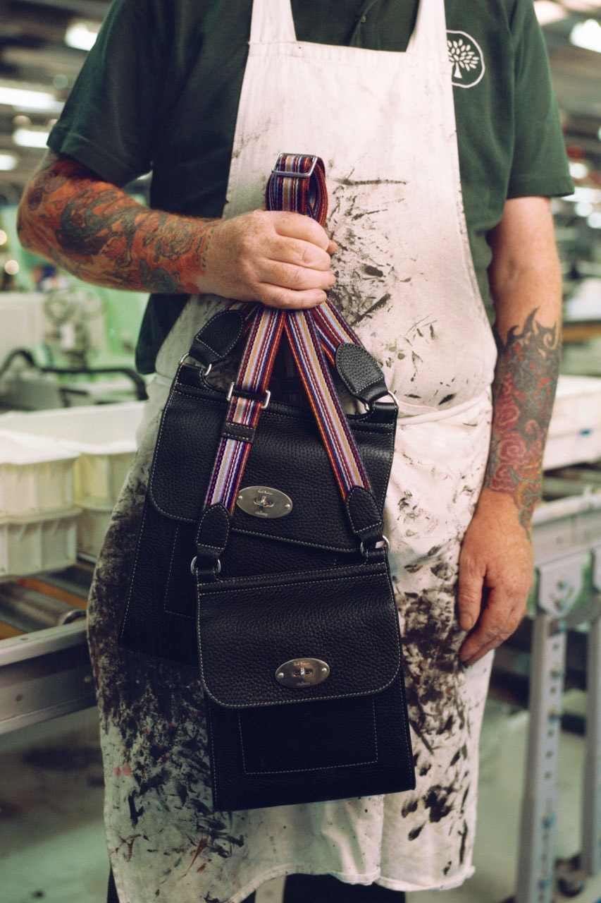 Black Shadow Stripe-embossed leather cross-body bag, Paul Smith