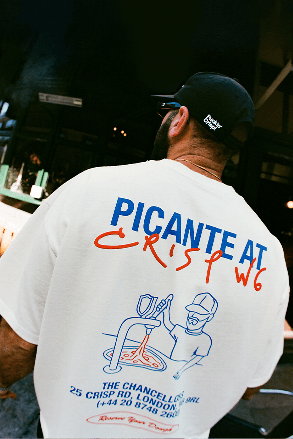 PICANTE Crisp W6 Pizza Collaboration London uk Carl McCluskey streetwear menswear