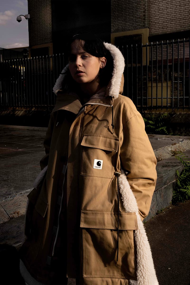 sacai x Carhartt WIP FW23 Collaboration Has Arrived fall winter 2023 chitose abe utilitarian workwear