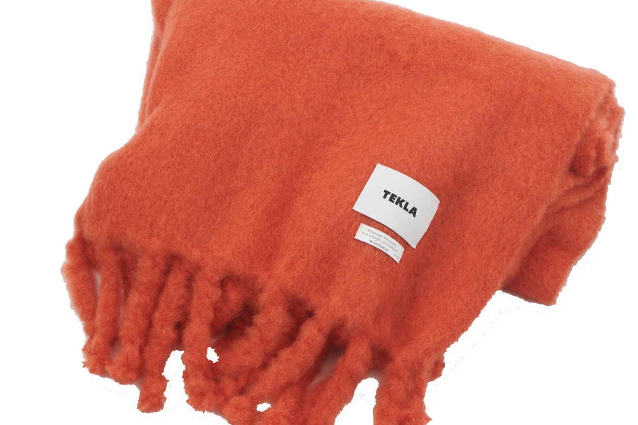 Tekla Draws Inspiration from Le Corbusier for Third Blanket Collection architect modernist project palette colorway mohair blanket capsule home good cashmere lambswool homeware design red orange yellow green spain brush 