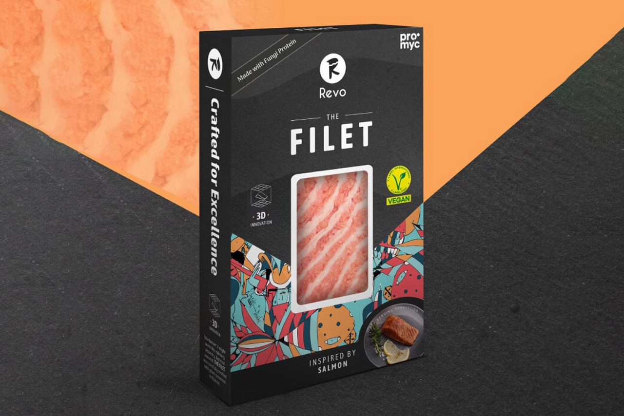 You Can Now Purchase 3D-Printed Salmon vegan revo foods smoked fish vegetarian revo foods mycoprotein omega acid vitamin protein pea tech fish tuna gravlax spread billa supermarket grocery cook made nutrient