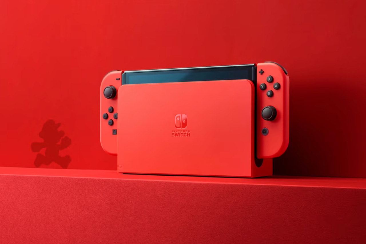 nintendo mario red special edition switch oled model controllers console joy con release date store online price details retailers