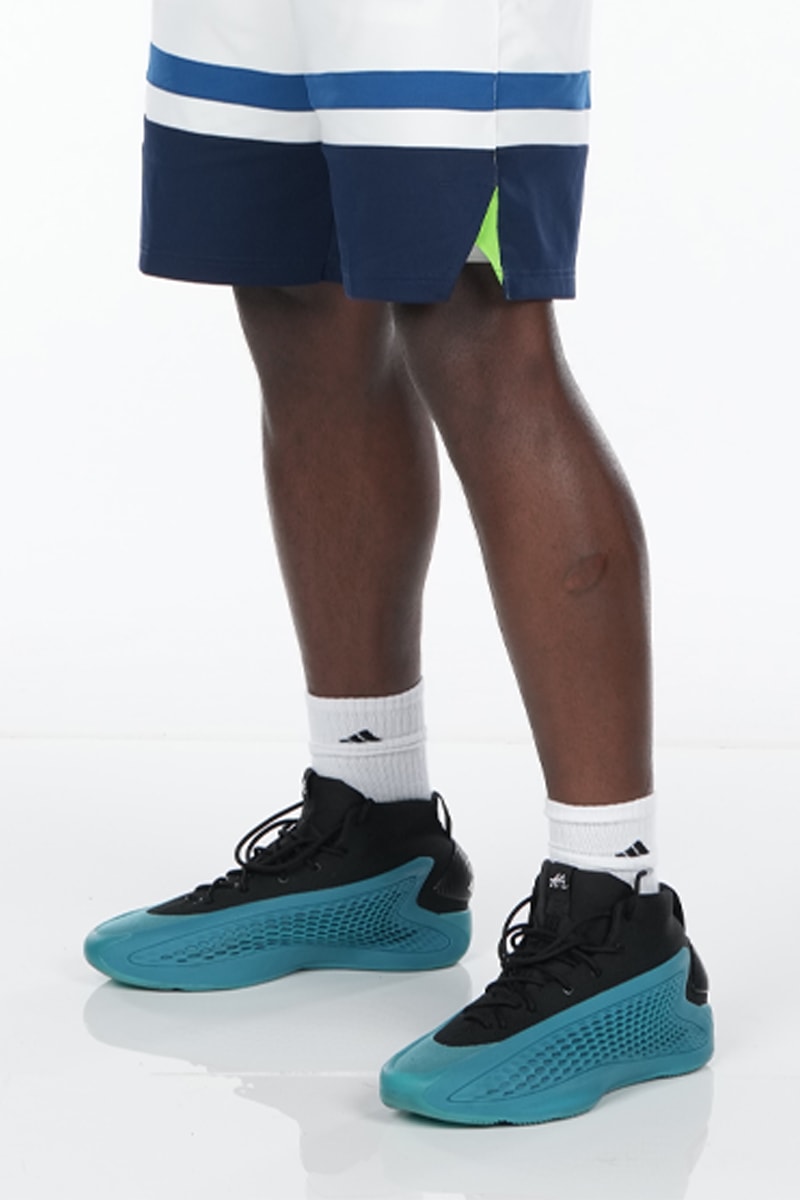 Anthony Edwards Unveils New adidas AE1 Colorway at Timberwolves Media Day black teal nba basketball