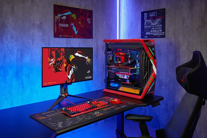 ASUS Republic of Gamers Neon Genesis Evangelion Unit-02 Collection Asuka Motherboard Ryujin AIO cooler Strix GeForce RTXTM graphics card