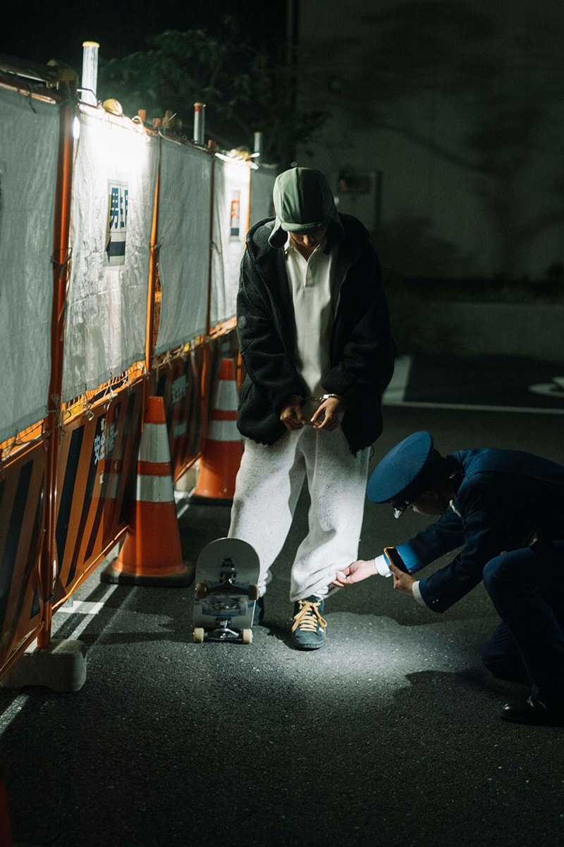 Evisen Skateboards Lookbook Shows Off FW23 Collection in Motion fall winter collection skate streetwear japan japanese tokyo jacket outerwear durable hoodie jacket pants skateboarding