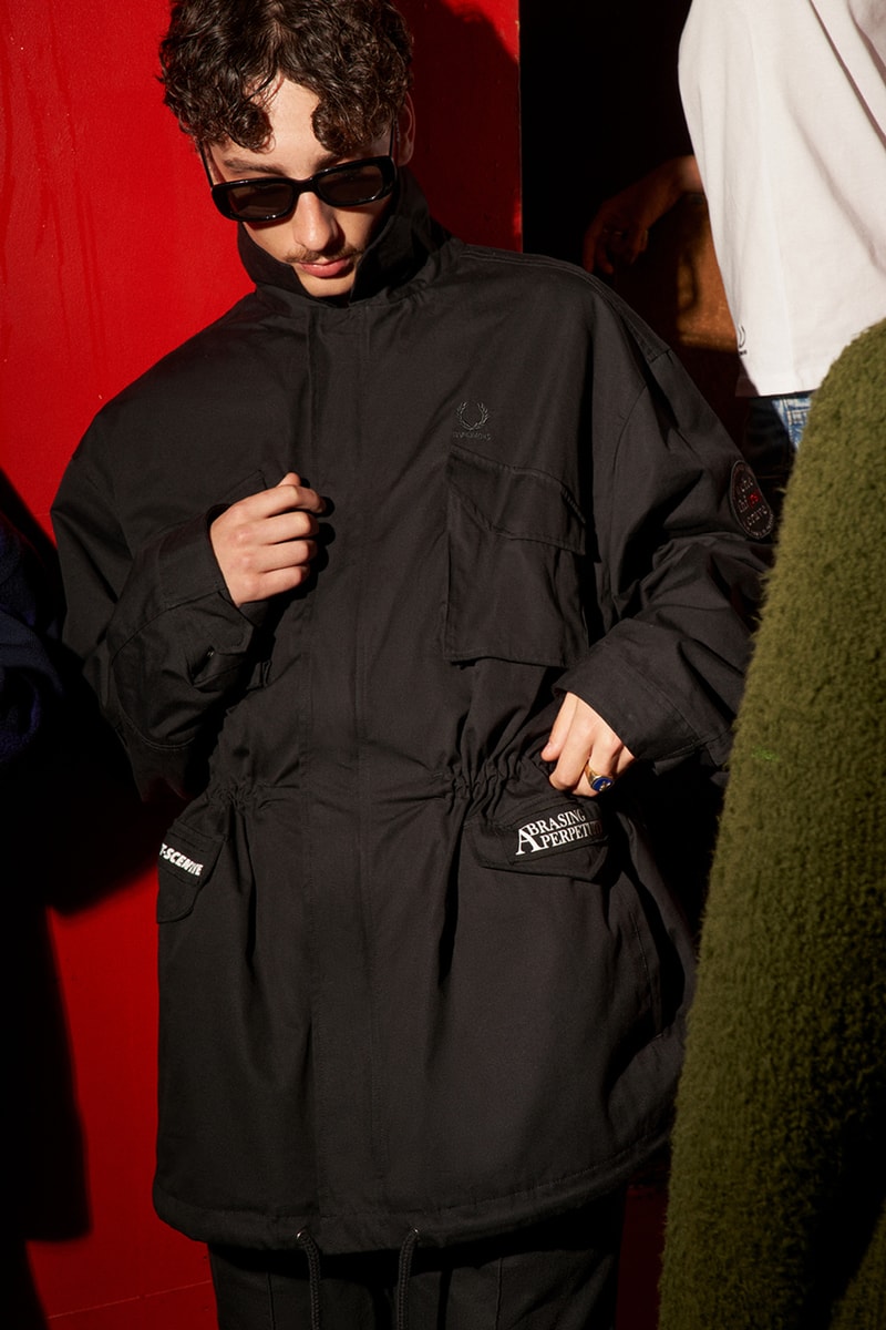 fred perry raf simons final collaboration collection wrap up tiktok moments 90s counter culture polo shirt cardigans diy music 100 club london