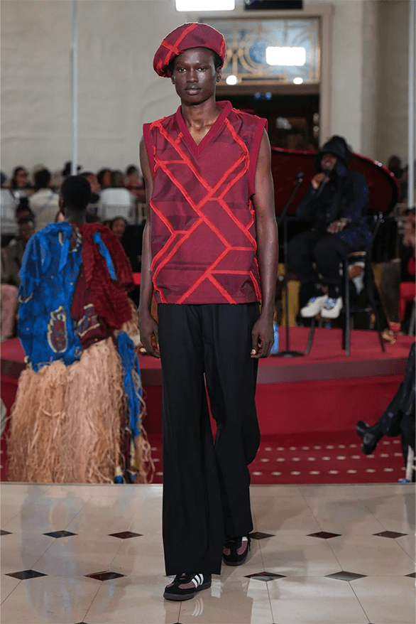 LABRUM Spring Summer 2024 London Fashion Week menswear womenswear runway Foday Dumbuya Netflix top boy Ian wright unknown t Hackney Wick FC Adidas samba Stan smith collaboration