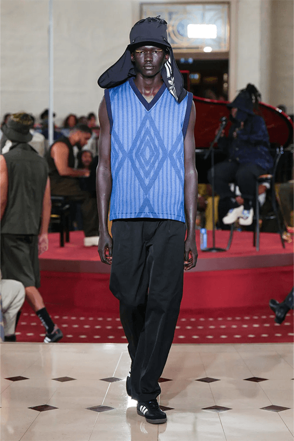 LABRUM Spring Summer 2024 London Fashion Week menswear womenswear runway Foday Dumbuya Netflix top boy Ian wright unknown t Hackney Wick FC Adidas samba Stan smith collaboration